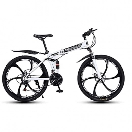 QTQZ Bicicleta de montaña Multiusos Ping de 26 Pulgadas y 24 velocidades para Adultos, Ligera, de Aluminio, con suspensión Completa, suspensión, Horquilla, Freno de Disco, Color Blanco