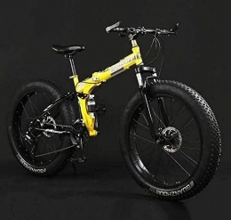 QZ Bicicletas de montaña plegables QZ Bici de montaña plegable de bicicletas, Fat Tire Dual-Bicicletas Suspensin MBT, marco de acero al carbono de alta, doble disco de freno, pedales de aluminio y tallos, B, 24 pulgadas de 7 velocidad