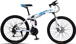DPCXZ Bicicletas de montaña plegables Retro Bicicleta Plegable Para Adultos, Bicicleta De Montaña Plegable De 24 Pulgadas Para Hombres Y Mujeres, 21 Velocidades Freno De Disco Horquilla De Suspensión Bloqueable Blue, 24 inches
