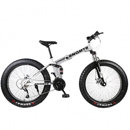 Rueda de 24 Pulgadas Bicicleta de montaña de 21 velocidades Moto de Nieve de Playa Bicicleta de Carretera Plegable para Adultos Marco de Acero de Alto Carbono para Hombres MTB-Silver_21_Speed