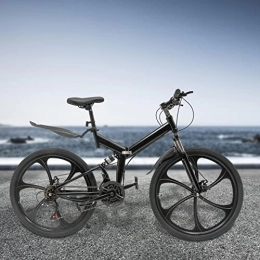 TIXBYGO Bicicletas de montaña plegables TIXBYGO Bicicleta de montaña plegable de 26 pulgadas, 21 velocidades, frenos de disco doble para adultos, para niños, niñas, hombres y mujeres, con una altura de 5, 25 - 6, 23 pies
