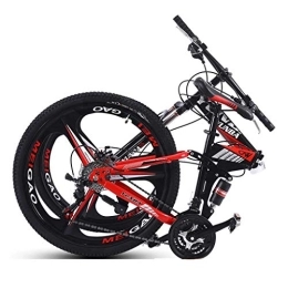 Waqihreu Bicicleta de montaña Plegable para Mujeres/Hombres, Stone Mountain, Ruedas de 26 Pulgadas, 24/27 velocidades, Plegable, Ligera, Rojo Brillante (Rojo, 27 velocidades)