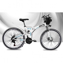 WJSW Bicicleta WJSW Bicicleta de montaña elctrica Bicicletas para nios de 48 V Bicicleta elctrica Plegable de 26 Pulgadas con neumticos Gruesos de 4.0"Ruedas con radios Suspensin Completa Premium, Blanco