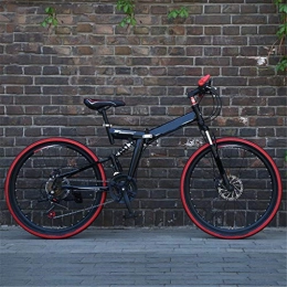 Zhangxiaowei Bicicletas de montaña plegables Zhangxiaowei Bicicletas Overdrive Hardtail Bicicleta de montaña 24 / 26 de 21 Pulgadas con Velocidad Plegable Ciclo Negro con Frenos de Disco, 26 Inch