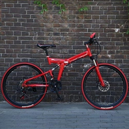 Zhangxiaowei Bicicletas de montaña plegables Zhangxiaowei Mens Bicicleta de montaña 24 / 26 Pulgadas Ciclo Rojo 21 Velocidad Plegable con Frenos de Disco, 26 Inch
