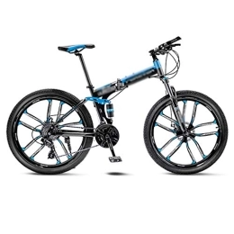 Zxb-shop Bicicletas de montaña plegables Zxb-shop Bicicleta Plegable Unisex Azul de la montaña de la Bicicleta Plegable 10 radios Ruedas Frenos 24 / 26 Pulgadas de Doble Disco (21 / 24 / 27 / 30 Velocidad) (Color : 27 Speed, tamaño : 26inch)
