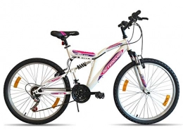 VTT Bicicleta Bicicleta de montaña de 26 pulgadas con suspensión completa para mujer Actimover / Flamingo – Marco suspendido – Horquilla telescópica – 18 velocidades por asas giratorias