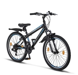 Chillaxx Bicicleta Chillaxx Bike Escape - Bicicleta de montaña prémium en bicicleta de 24 y 26 pulgadas para niñas, jóvenes, hombres y mujeres, cambio de 21 velocidades (24 pulgadas, freno en V negro-azul)