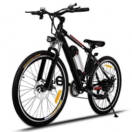 Laiozyen Electric Mountain Bike 26'' Electric Mountain Bike 250W Electric Bicycle with Removable Large Capacity Lithium-Ion Battery, Professional 21 Speed Gears (Black Red)