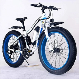 CCLLA Electric Mountain Bike 26" Electric Mountain Bike 36V 350W 10.4Ah Removable Lithium-Ion Battery Fat Tire Snow Bike for Sports Cycling Travel Commuting (Color : White Blue)