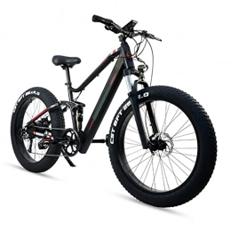 Electric oven Electric Mountain Bike 26'' Fat Tire Electric Mountain Bike 1000W E Bike for Adults, 48V14AH Lithium Battery 9 Speed Mountain Beach Ebike for Men, Maximum speed 28 mph (Color : Black, Number of speeds : 9)