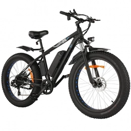 LIU Electric Mountain Bike 26 inches Fat Tire Mountain Ebike 500W 48V 10Ah Lithium Battery Electric Bike (Color : Black)