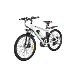  Electric Mountain Bike Adult Electric Bicycles Outdoor Riding 26-inch Mountain Electric Bicycle 21-Speed Gear Aluminum Alloy Double disc Brake Snow Bike (White One Size)