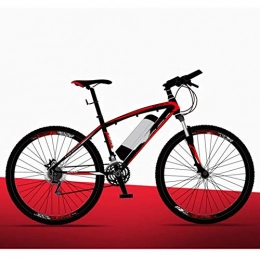 HWOEK Electric Mountain Bike Adults Electric Assist Bicycle, 21 Speed with Helmet 26 Inch Travel Electric Bicycle Dual Disc Brakes Gear Mountain E-Bike Up To 130 Kilometers, Red, B