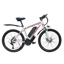 AKEZ Bike AKEZ 26" Electric Bike for Adults, Ebike for Men, Electric Hybrid Bike MTB All Terrain, 48V / 10Ah Removable Lithium Battery Road Mountain City Bike Electric Bicycle for Cycling (white red 500)