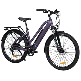 AKEZ Electric Mountain Bike AKEZ Electric Bikes for Adults Women 27.5’’, Electric City Bikes for Ladies, 36V 12.5Ah Ebike for Men Electric Bicycle with BAFANG Motor and Shimano 7 Speed Gear (purple)