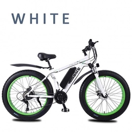 AYHa Electric Mountain Bike AYHa Adults Snow Electric Bike, Lockable Front Fork Shock Absorption 26 inch 4.0Fat Tires Mountain E-Bike 27 Speed Dual Disc Brakes 36V Removable Battery, White, 8AH