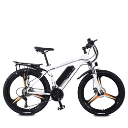 AYHa Electric Mountain Bike AYHa Mountain Travel Electric Bike, Dual Disc Brakes 26 inch Adults City Commute Ebike 27 Speed Magnesium Alloy Integrated Wheels Removable Battery, White Orange, 8AH