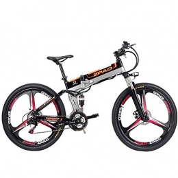 BNMZXNN Electric Mountain Bike BNMZXNN 26-inch folding electric bike, mountain bike, 48V15ah, 350W, double suspension and 21-speed Shimano (removable lithium battery), Black three knife wheel-26 inches