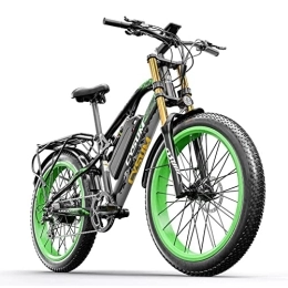 Vikzche Q Bike CYSUM M900 Pro All-Terrain Electric Fat Bike, 26 Inch E-Bike, 7-Speed ​​Electric Mountain Electric Bike, LCD Display, 48V *17Ah Lithium Battery, Range Up to 50-70 Kilometers (Black-Green)