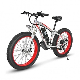 DDFGG Electric Mountain Bike DDFGG Electric Bikes For Adult, 4.0 Fat Tire Bike / 350W 48V Super Power Electric Bikes With Removable Lithium Battery And Battery Charger And Three Working Modes With Rear Seat(Color:white red)