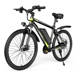 DEEPOWER Electric Mountain Bike DEEPOWER S26 Electric Bike for Adults, Powerful 250W Brushless Motor, 26" x1.95 Electric Bicycle, 48V 12.8Ah Removable Battery, Speed 25KM / H, 21-Speed Gears, Mountain Bike
