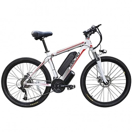 Bedroom Electric Mountain Bike Electric Bicycles For Adults, Ip54 Waterproof 350W Aluminum Alloy Ebike Bicycle Removable 48V / 13Ah Lithium-Ion Battery Mountain Bike / Commute Ebike(Color:white / red)