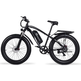 MSHEBK Electric Mountain Bike Electric Bike for 48V 17AH, Adults Mountain Ebike with Two Removable Battery, Fat Tire Electric Bicycle with Shimano 7 Speed / Suspension Fork / LED Display(2*battery)