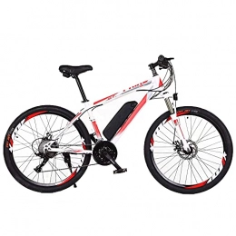 TGHY Electric Mountain Bike Electric Bike for Adult 26" 250W Mens Mountain Bike with Pedal Assist Removable 36V 8Ah Lithium-Ion Battery 21-Speed All Terrain E-Bike for Outdoor Cycling Travel Work Out, White & Red