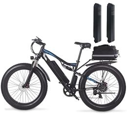Vikzche Q Electric Mountain Bike Electric Bike for adult, Mountain Bike, 48V*17Ah removable Lithium Battery, Full suspension Electric Bicycles, Dual hydraulic disc brakes 26 * 4.0 inch Fat Tire (add an extra battery)