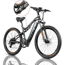 LEONX Electric Mountain Bike Electric Bike for Adults 27.5'' Full Suspension Ebikes Powerful Motor 48v 13AH Removable Panasonic Cells Battery E Bicycle Aluminum Frame Mountain E-MTB 9 Speed Gears & Power Regenerative