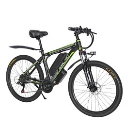 AKEZ Electric Mountain Bike Electric Bike for Adults, Electric Mountain Bike, 26 Inch 240W Removable Aluminum Alloy Ebike Bicycle, 48V / 10Ah Rechargeable Battery for Outdoor Cycling Travel Work Out, Black Green, 26 In