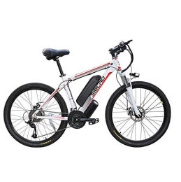 AKEZ Electric Mountain Bike Electric Bike for Adults, Electric Mountain Bike, 26 Inch 240W Removable Aluminum Alloy Ebike Bicycle, 48V / 10Ah Rechargeable Battery for Outdoor Cycling Travel Work Out, White Red, 26 In