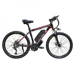 Generic Electric Mountain Bike Electric Bike, SMLRO C6 26 Inch, Mountain / Commute Bike Integrated Wheel, IP54 Waterproof, 500w, With Removable Bigger Battery 48v 16ah Lithium Battery, Shimano 21 Speed eBike (Black / Red)