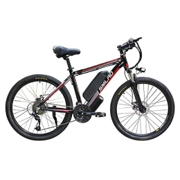 Generic Electric Mountain Bike Electric Bike, SMLRO C6 29 Inch, Mountain / Commute Bike Integrated Wheel, IP54 Waterproof, 500w, With Removable Bigger Battery 48v 16ah Lithium Battery, Shimano 21 Speed eBike (Black / Red)