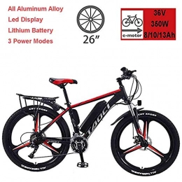 EggshellHome Electric Mountain Bike Electric Bikes for Adult, Magnesium Alloy Ebikes Bicycles All Terrain, 26" 36V 350W Removable Lithium-Ion Battery Mountain Ebike, for Mens Outdoor Cycling Travel Work Out And Commuting, Red, 8Ah