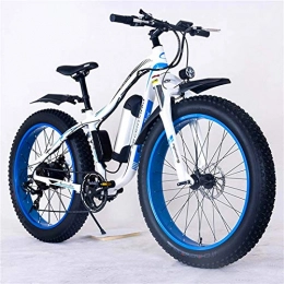Amantiy Electric Mountain Bike Electric Mountain Bike, 26" Electric Mountain Bike 36V 350W 10.4Ah Removable Lithium-Ion Battery Fat Tire Snow Bike for Sports Cycling Travel Commuting Electric Powerful Bicycle ( Color : White Blue )