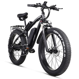 Electric oven Electric Mountain Bike Electric oven 24.8 MPH Electric Bike for Adults 26 inch Fat Tire Bicycle 1000w 48V 17AH Removable Lithium Battery, 21 Speed Aluminum Alloy Electric Mountain Bicycle with Rear Seat (Color : Black)