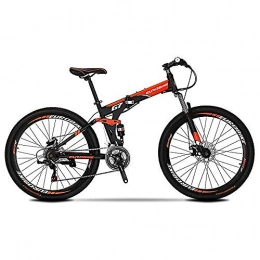 Extrbici Electric Mountain Bike Extrbici G7 Folding Bikes Full Suspension 21 Speed 27.5-inch Wheel Dual Disc Brake (orangeblack-spoke)