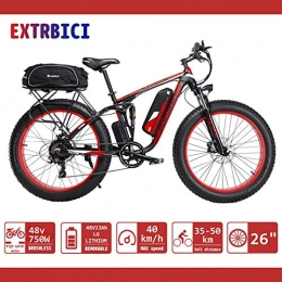 Extrbici Electric Mountain Bike Extrbici Upgraded Electric Mountain Bike 750W / 1500W Upto 35mph 26inch Fat Tire e-Bike Beach / Mountain Bikes Full Suspension Lithium Battery Hydraulic Disc Brakes XF800 Delivery From UK Warehouse (RED)