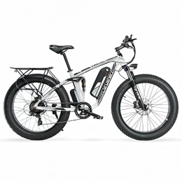 Extrbici Electric Mountain Bike Extrbici XF800 Mountain Bike 250Watt 48V Electric Mountain Bike Fully cushioned Comes with Pannier Bag(white)