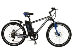 Falcon Electric Mountain Bike Falcon Spark Mens' Electric Bike Grey / Blue, 18" inch aluminium frame, 6 speed zoom front suspension forks front and rear mechanical disc brakes
