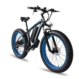 FMOPQ Electric Mountain Bike FMOPQ 1000W Electric Bikes28 Mph E Bikes 26 Inches Fat Tire Electric Mountain for Men 48V 18Ah Lithium Battery Motor Electric Snow Bicycle (Color : White Size : 18AH Battery) (Blue 18AH battery)