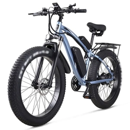 FMOPQ Bike FMOPQ 26 Inch Electric Bike 1000W Mens Mountain Bike Snow Bike 48V 17Ah Lithium Battery 4.0 Fat Tire E-Bike (Color : Black Plus 1ExtraBattery) (Blue Plus 1extrabattery)