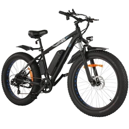 FMOPQ Electric Mountain Bike FMOPQ Electric 26 Inches Fat Tire Bikes500W 24 Mph Mountain 48V 10Ah Lithium Battery Electric Bike 7 Speed Gear (Color : Black)