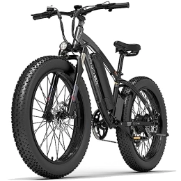 TIGUOWISH Electric Mountain Bike GOGOBEST Fat Tire Electric Bike GF600 48V 13AH 26" Electric Mountain Bike Dirt Ebike for Adults LCD Display Shimano 7-Speed 3 Riding Modes Black