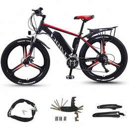HAOYF Electric Mountain Bike HAOYF 26" Electric Bike for Men, Electric Mountain Bicycle Ebike with 350W Motor, Removable 36V 13Ah Lithium Battery, Professional 21 Speed Transmission Gears, Red, One Piece Wheel