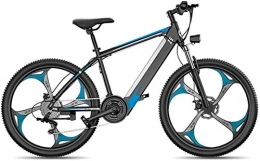 Leifeng Tower Electric Mountain Bike High-speed Electric Mountain Bike, 26-Inch Fat Tire Hybrid Bicycle Mountain E-Bike Full Suspension, 27 Speed Power System Mechanical Disc Brakes Lock Front Fork Shock Absorption (Color : Blue)