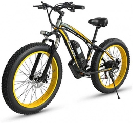 Leifeng Tower Electric Mountain Bike High-speed Electric Mountain Bike for Adults, 500W 26'' Fat Tires Electric Bicycle with Removable 48V 15AH Lithium-Ion Battery, 27-Speed Gear Shifter - All Terrain Ebike ( Color : Yellow )