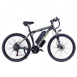 HLEZ Electric Mountain Bike HLEZ 26'' Electric Mountain Bike, Electric Bicycle with 350W Motor Removable Large Capacity Lithium-Ion Battery 48V 10Ah 21 Speed Gear Three Working Modes, black and green, UE